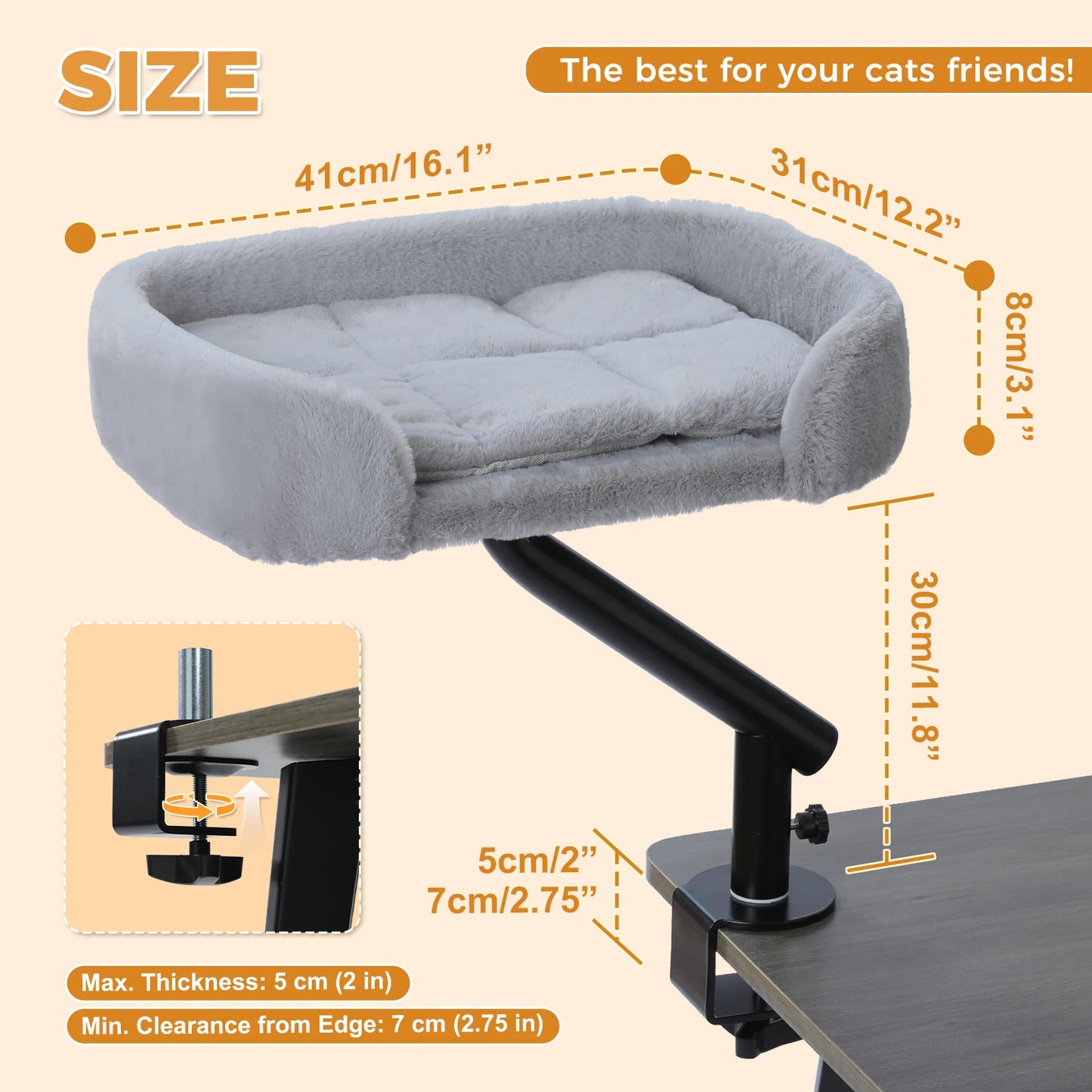 PAWZ Road Cat Desk Bed 360 Degree Rotatable Bed Stand For Indoor Cats
