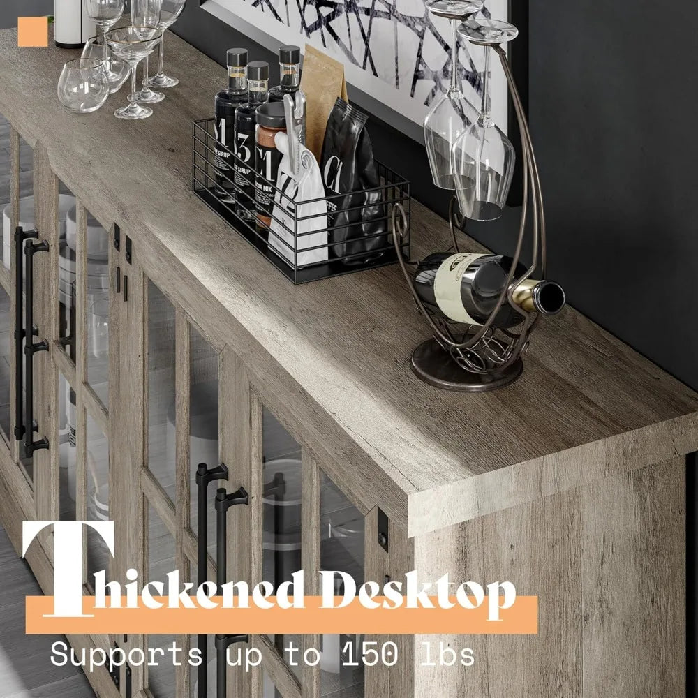 RBXC Farmhouse Buffet Sideboard With Glass Doors