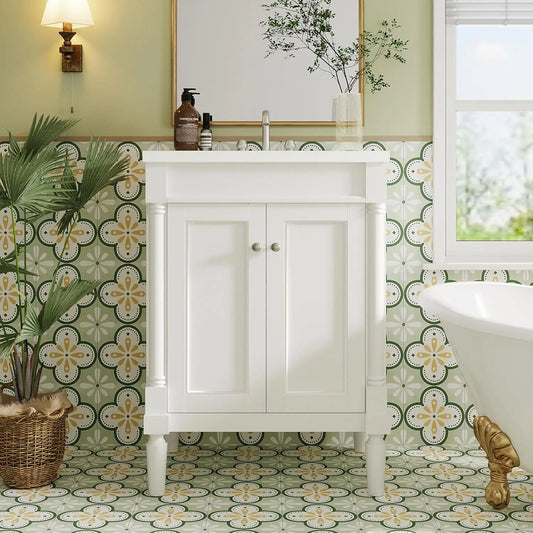 Solid Wood Bathroom Vanity With Undermount Sink And Two Door Cabinet