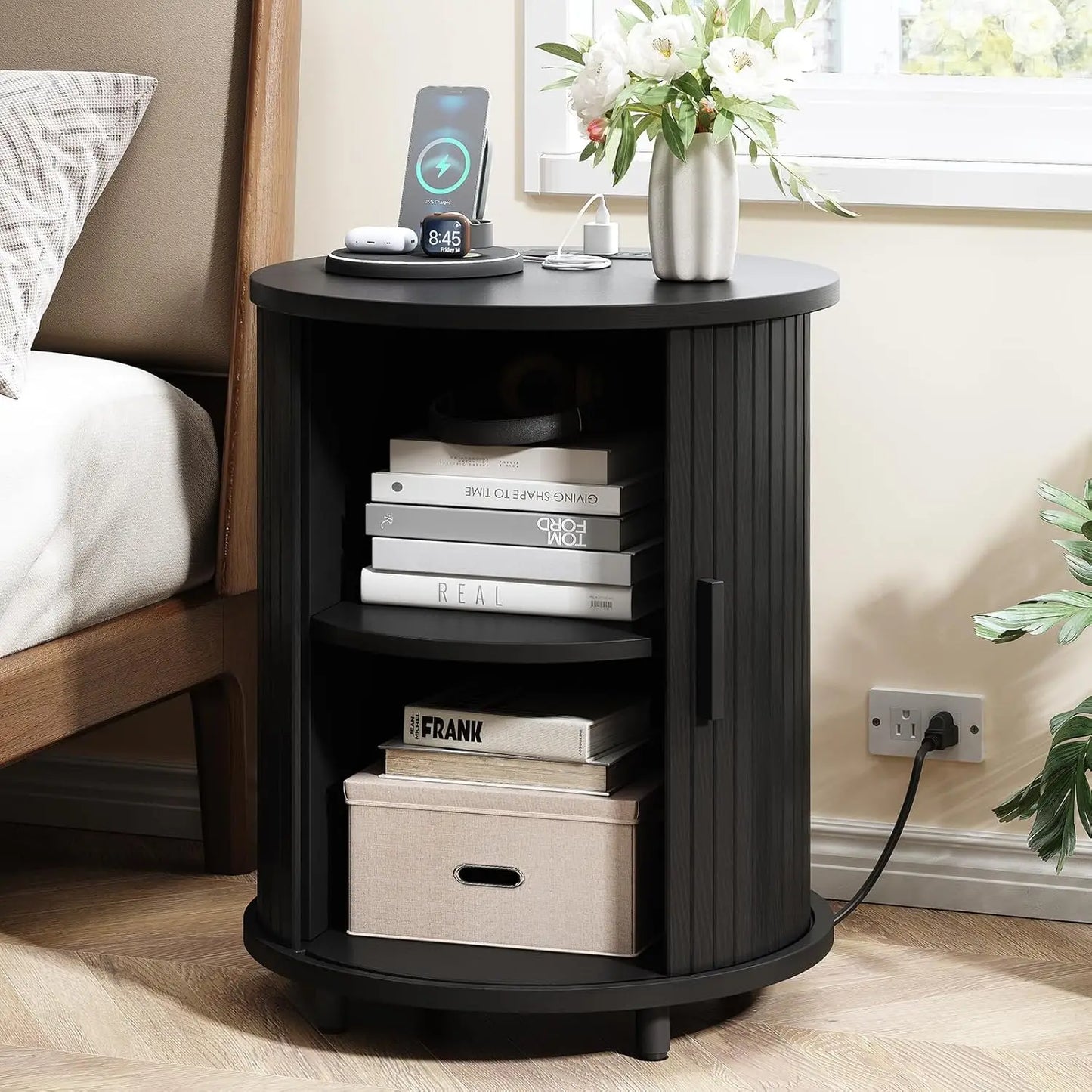 Onbrill Fluted Round End Tables 2 Pack Living Room