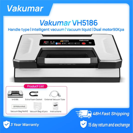 Vakumar VH5186 Vacuum Sealer Machine Includes 2 Vacuum Bag Rolls