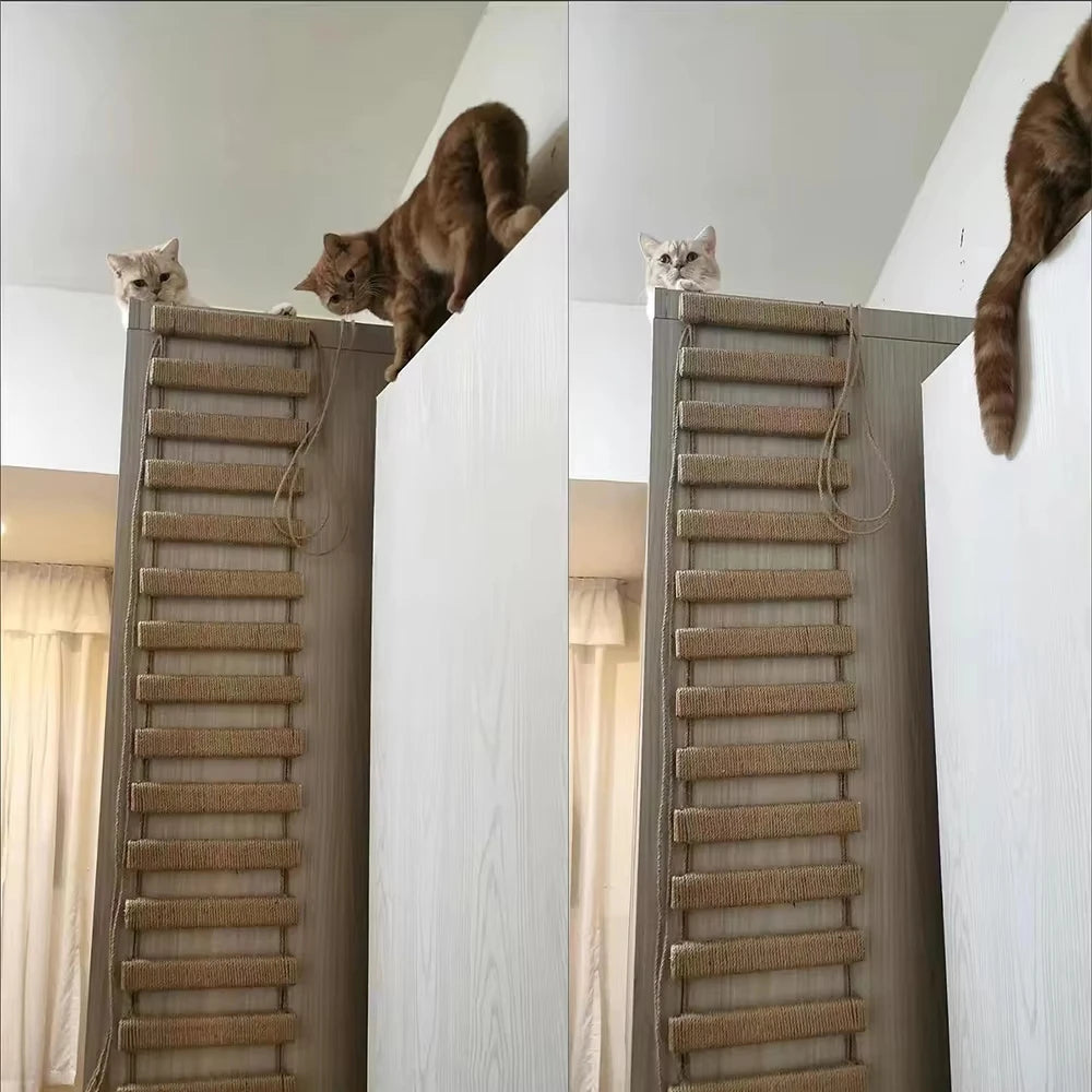 Premium Wooden Sisal Cat Bridge And Scratching Ladder