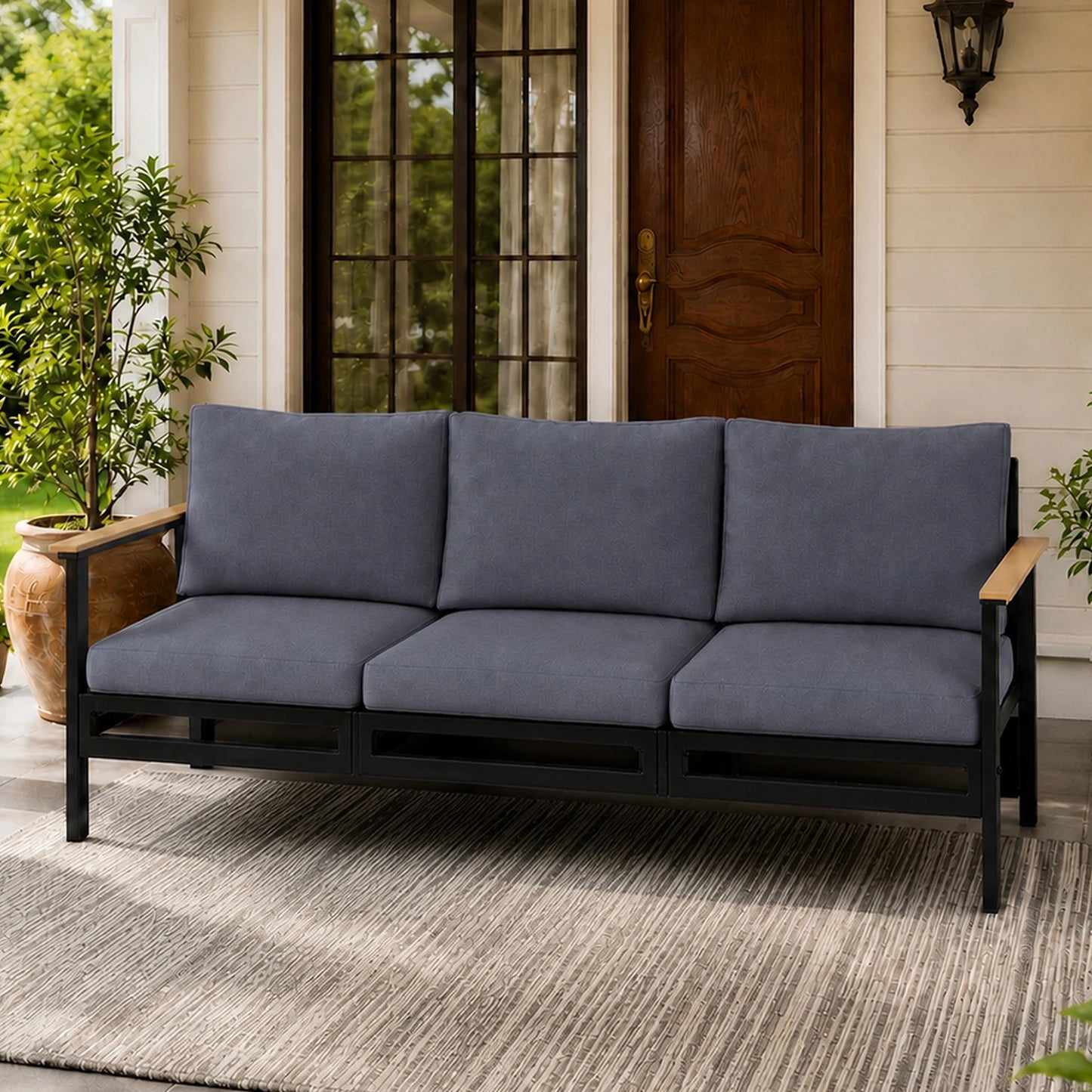 Avenvista Outdoor Patio Furniture Set Metal Sofa With Armrests