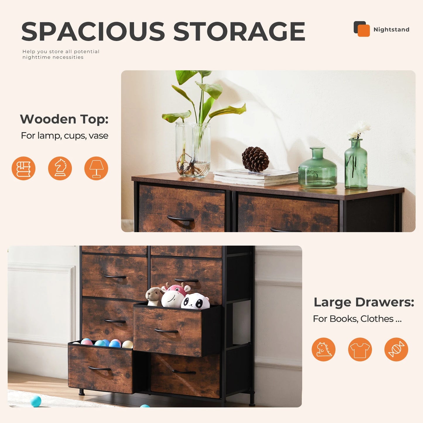 MCQ 8 Drawer Cabinet For Living Room Metal Storage Organizer