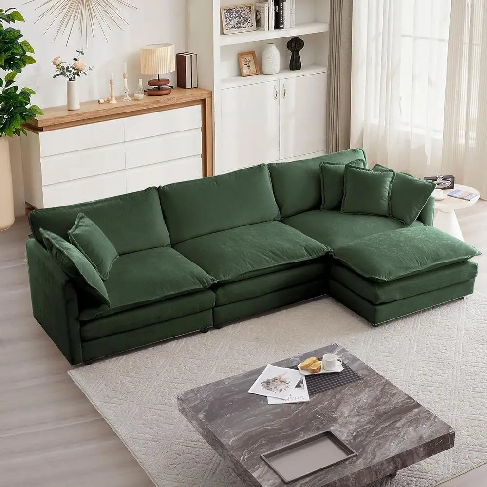Luxury Sofa Set With Removable Ottoman 3-Piece Living Room Furniture