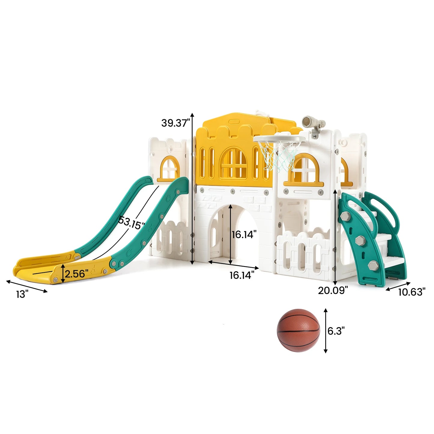 8 In 1 Toddler Slide Indoor Playground Playset Basketball Hoop