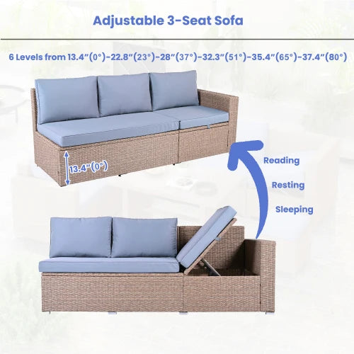 Outdoor All Weather Pe Rattan Sectional Patio Sofa Set