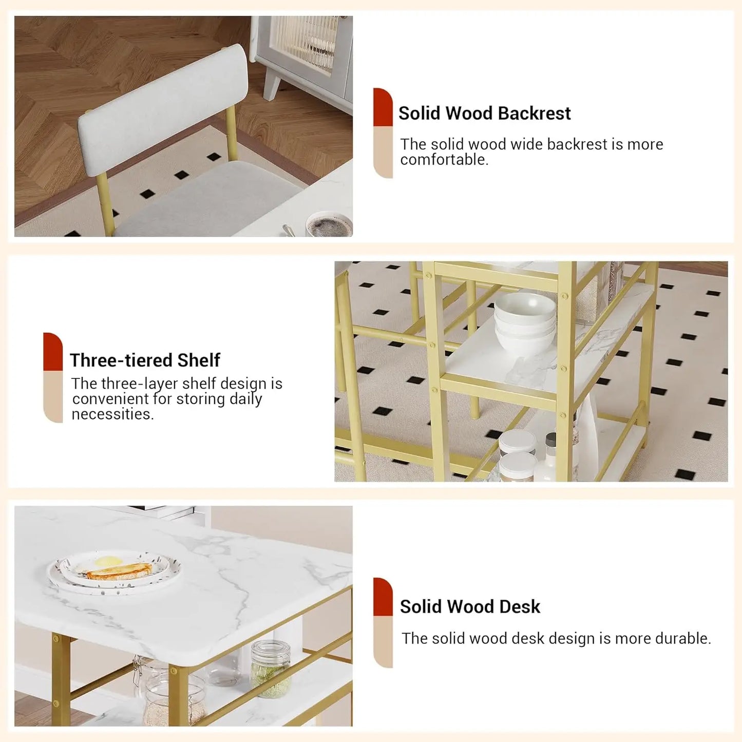TwisterCK Modern Three Piece Bar Table Set With Chairs