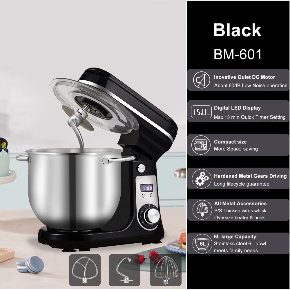 Biolomix Stand Mixer With Quiet Motor And Dough Kneading Attachments