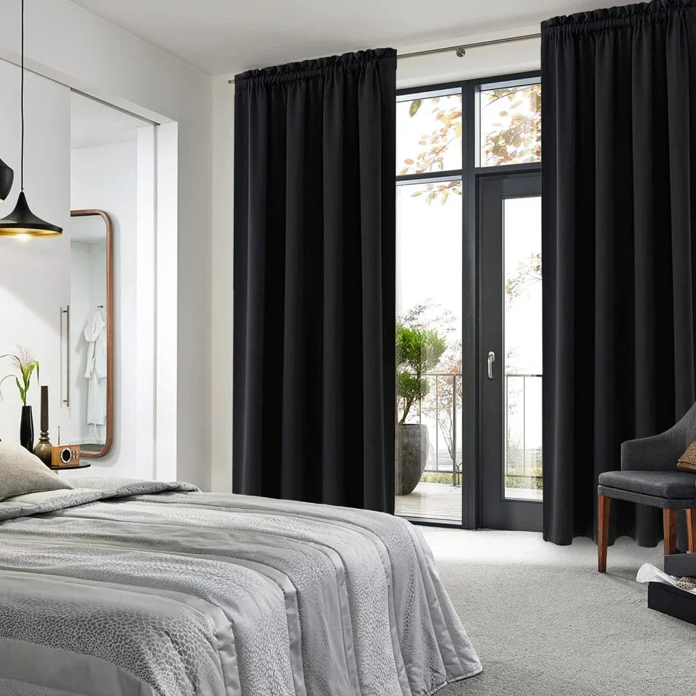Thermal Insulated Blackout Curtains With Grommet For Bedroom