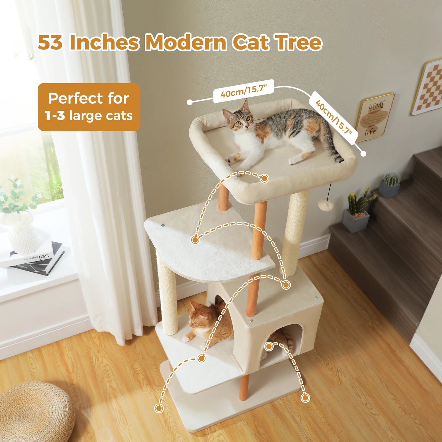 PAWZ Road Multi Tier Cat Tree Sisal Scratcher Soft Bed
