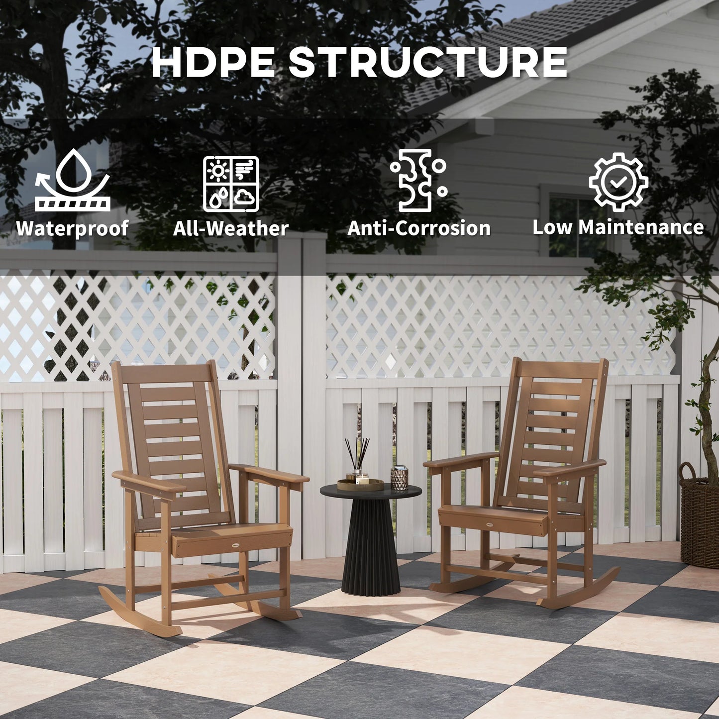 Outsunny High Back Outdoor Patio Rocking Chairs Set