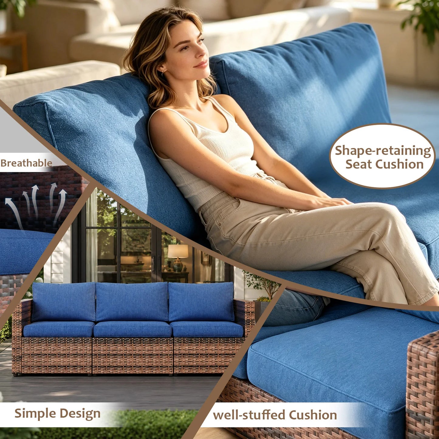 Avenvista Outdoor PE Rattan Patio Furniture Set Sofa