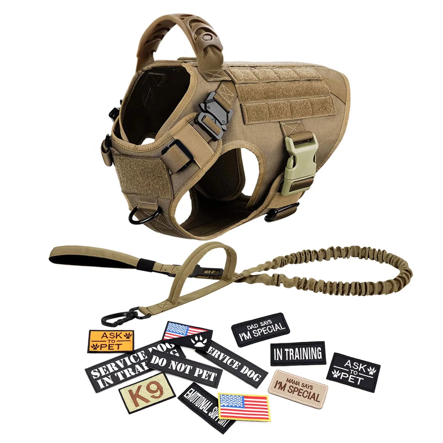 Padded Tactical Dog Harness Vest With Nylon Quick Release Buckle