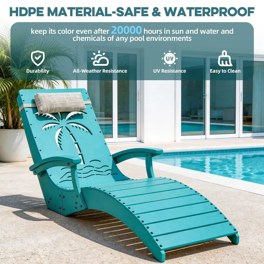 Pool Lounge Chairs Set Of 2 With Armrests Ergonomic Loungers