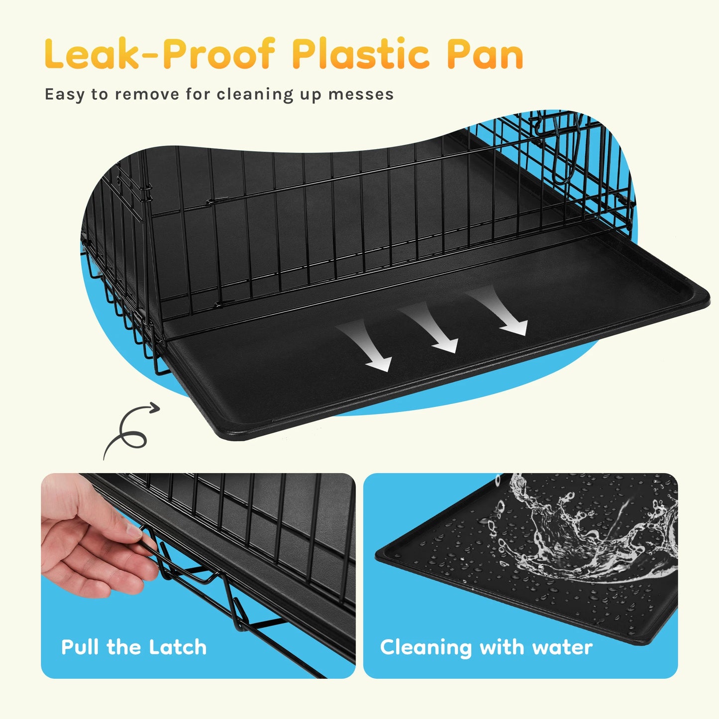 Jhk Folding Metal Wire Dog Kennel With Leak Proof Tray