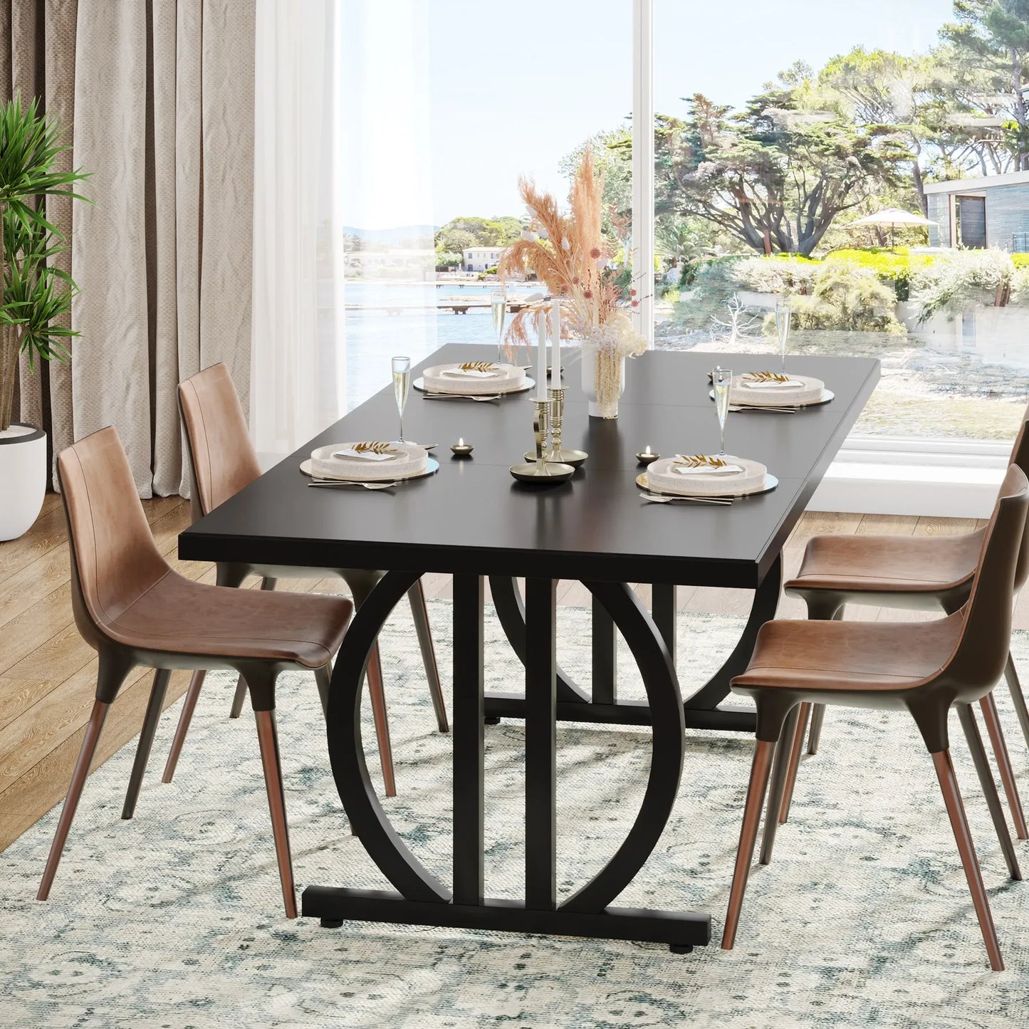 Tribesigns Modern Industrial Kitchen Dining Table With Metal Frame