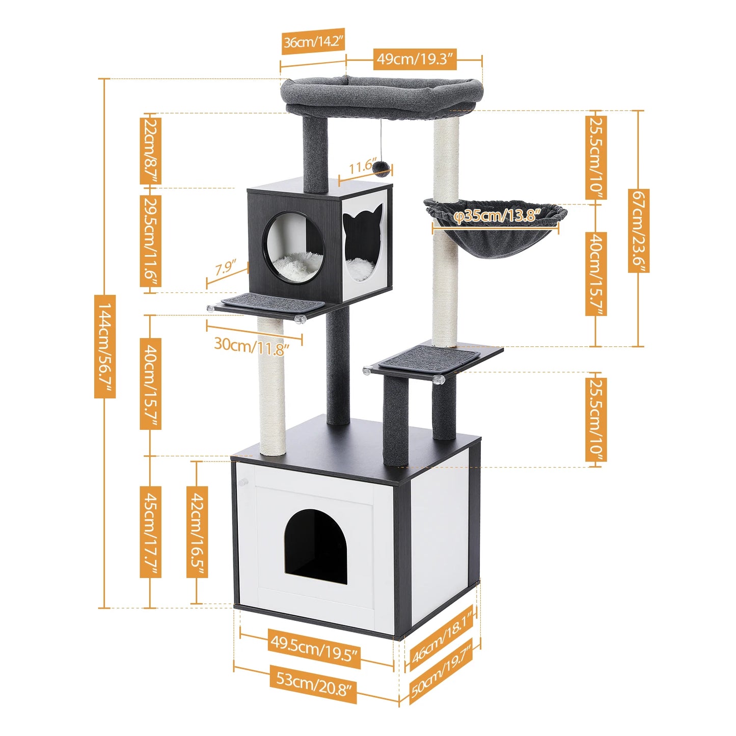 PAWZ Ro Multi Level Cat Tree Indoor Wood Tower Deluxe