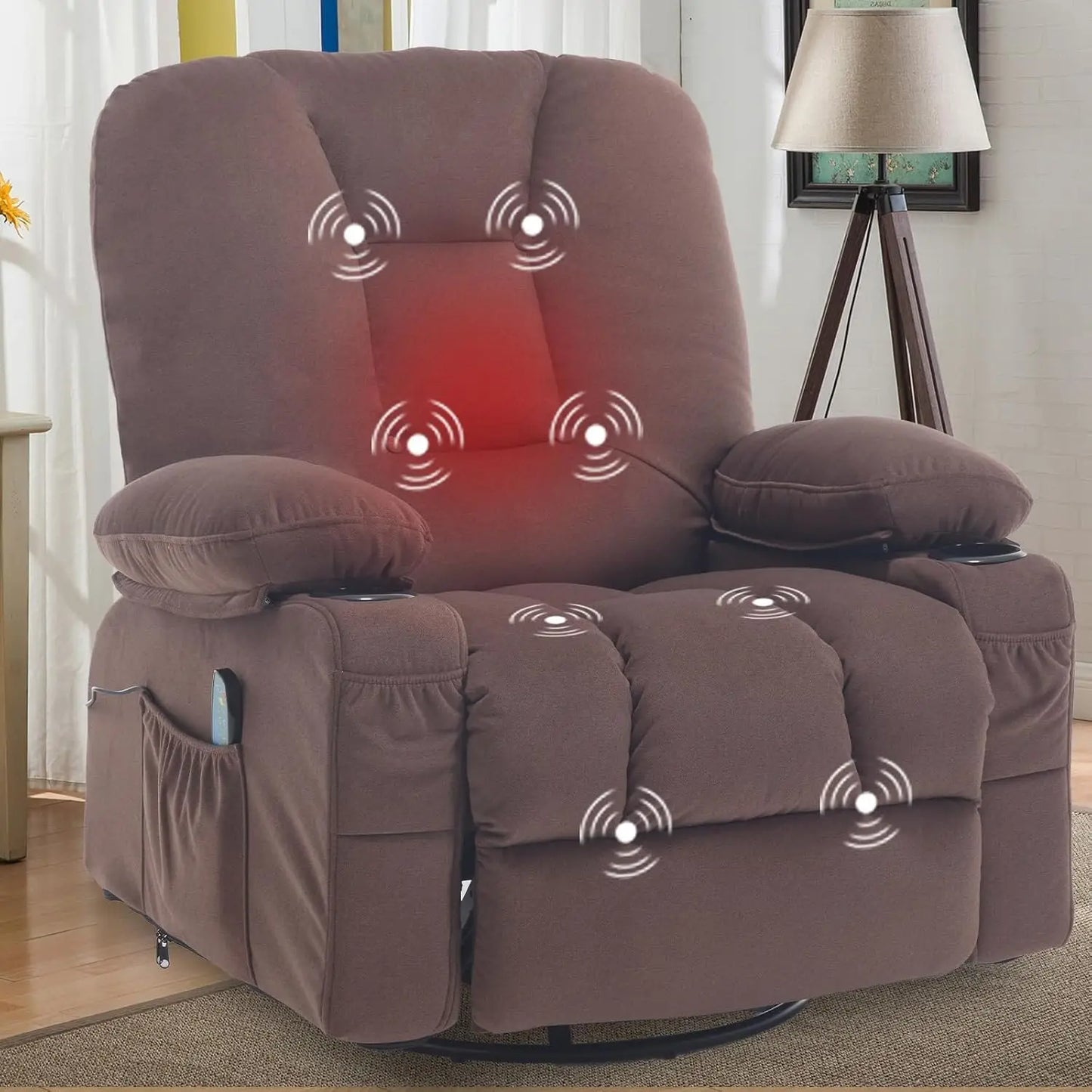CHENGWEI Rocker Recliner Chair With Massage And Heat