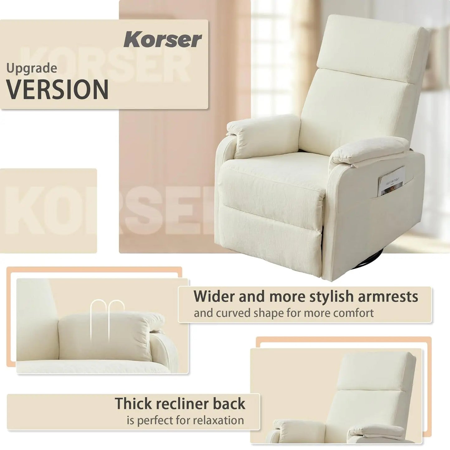 Recliner Chair Swivel Rocking Glider for Living Room