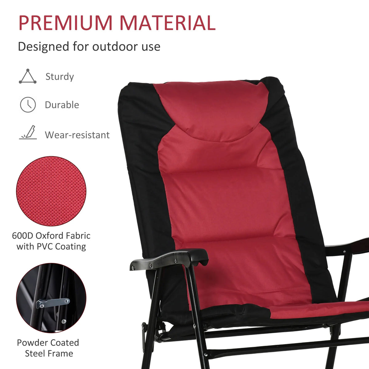 Outsunny Folding Rocking Camping Chairs Portable Outdoor Rockers