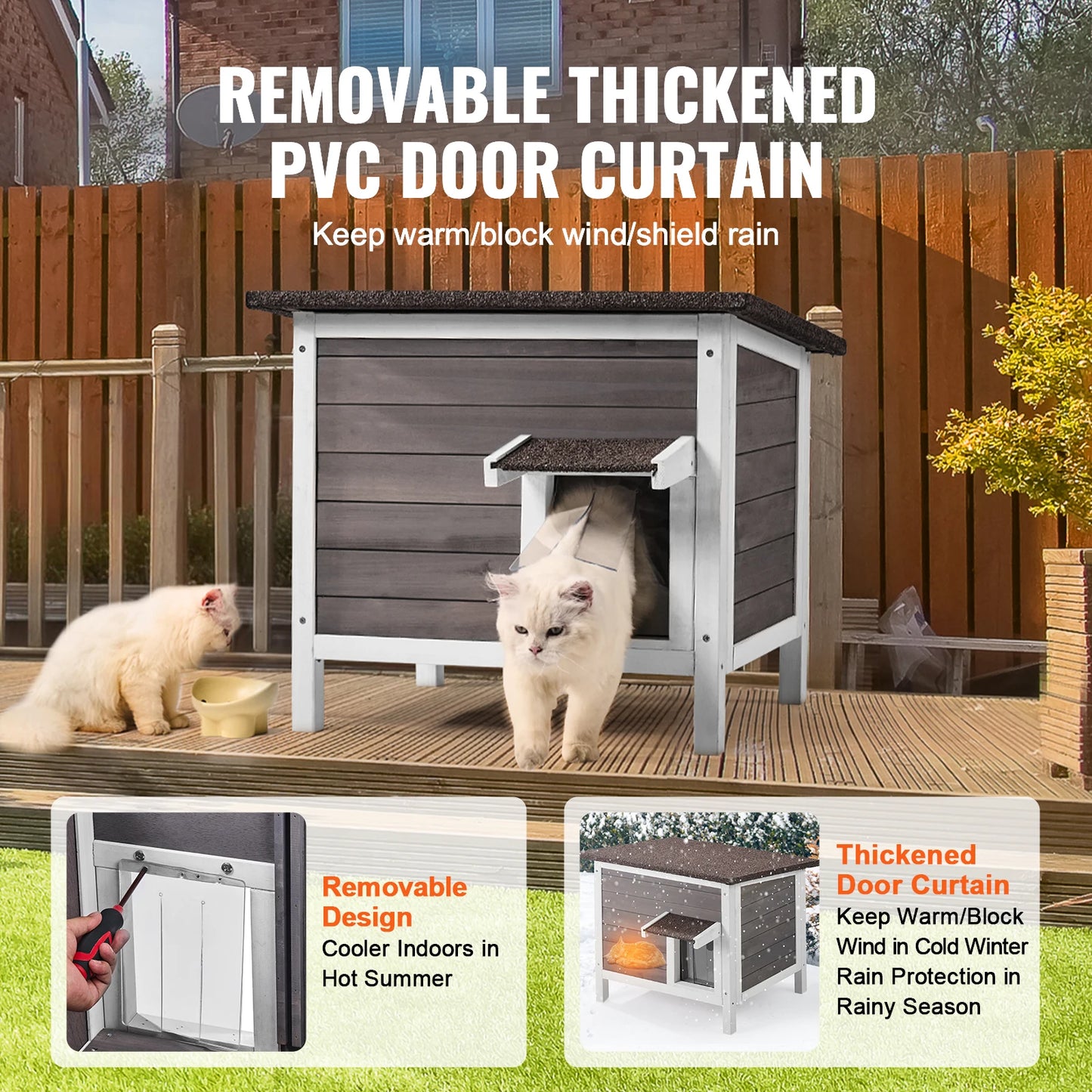 SucceBuy Outdoor Cat House Weatherproof Feral Shelter With Foam Insulation