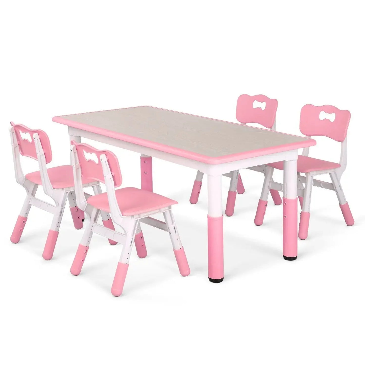 AuAg Height Adjustable Kids Table And Four Chairs Set