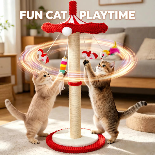 Cwv Carousel Cat Scratching Post With Rotating Toy Stand