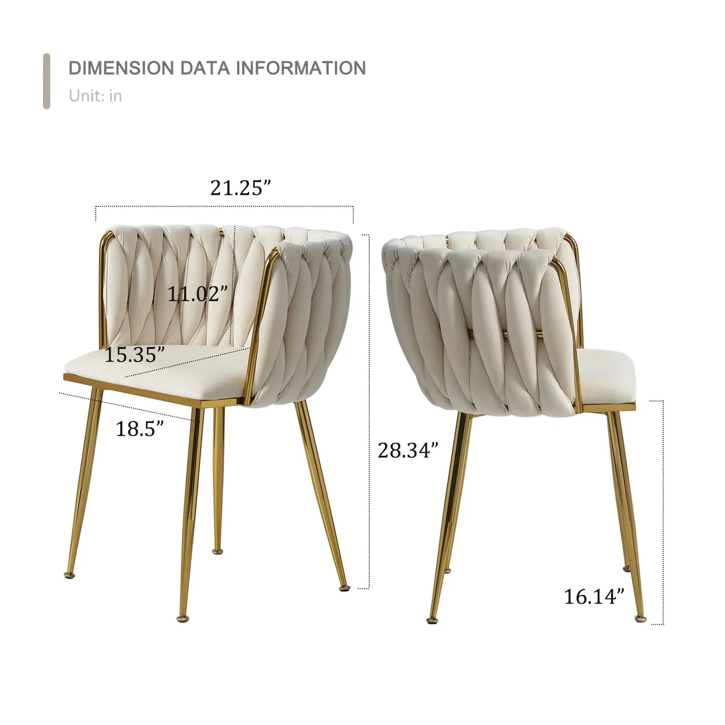 Velvet Dining Chairs Set With Golden Legs And Woven Back
