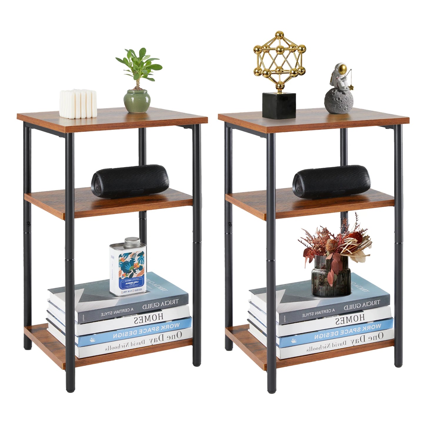 JHK 2/3-Tier End Table With Adjustable Feet For Living Room