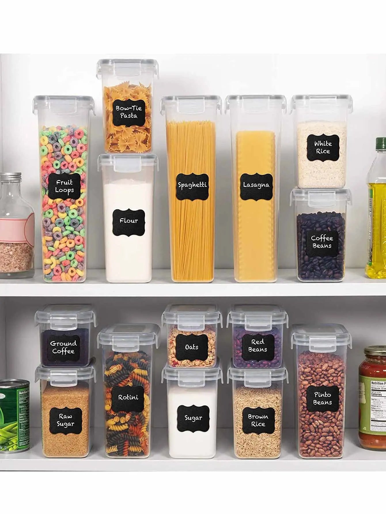 Airtight Food Storage Containers With Labels For Kitchen Grains And Coffee