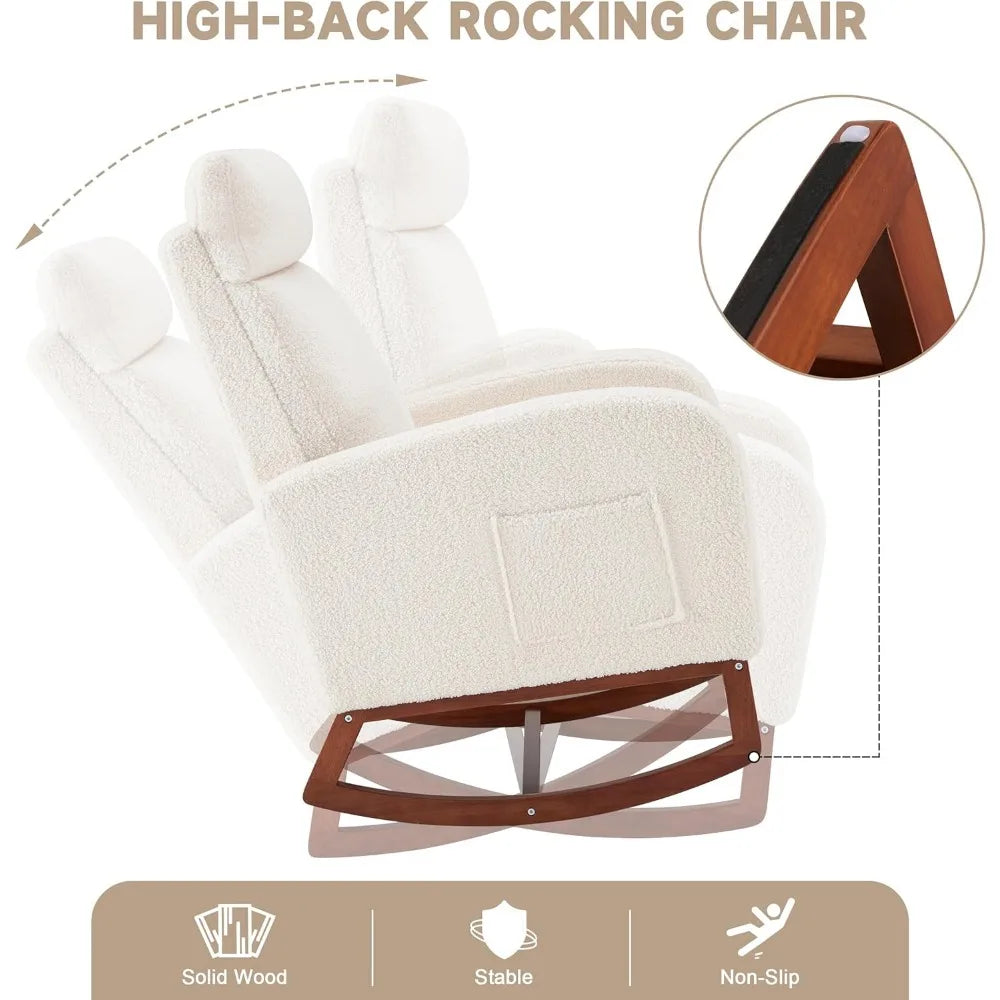 Rocking Chair Nursery Chair with High Back, Glider Rocking Chair, Baby Nursery Glider Rocker, Nursing Chair Accent Living Room