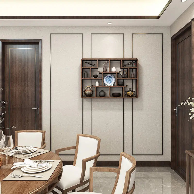 Solid Wood Wall-Mounted Shelves for Living Room and Dining