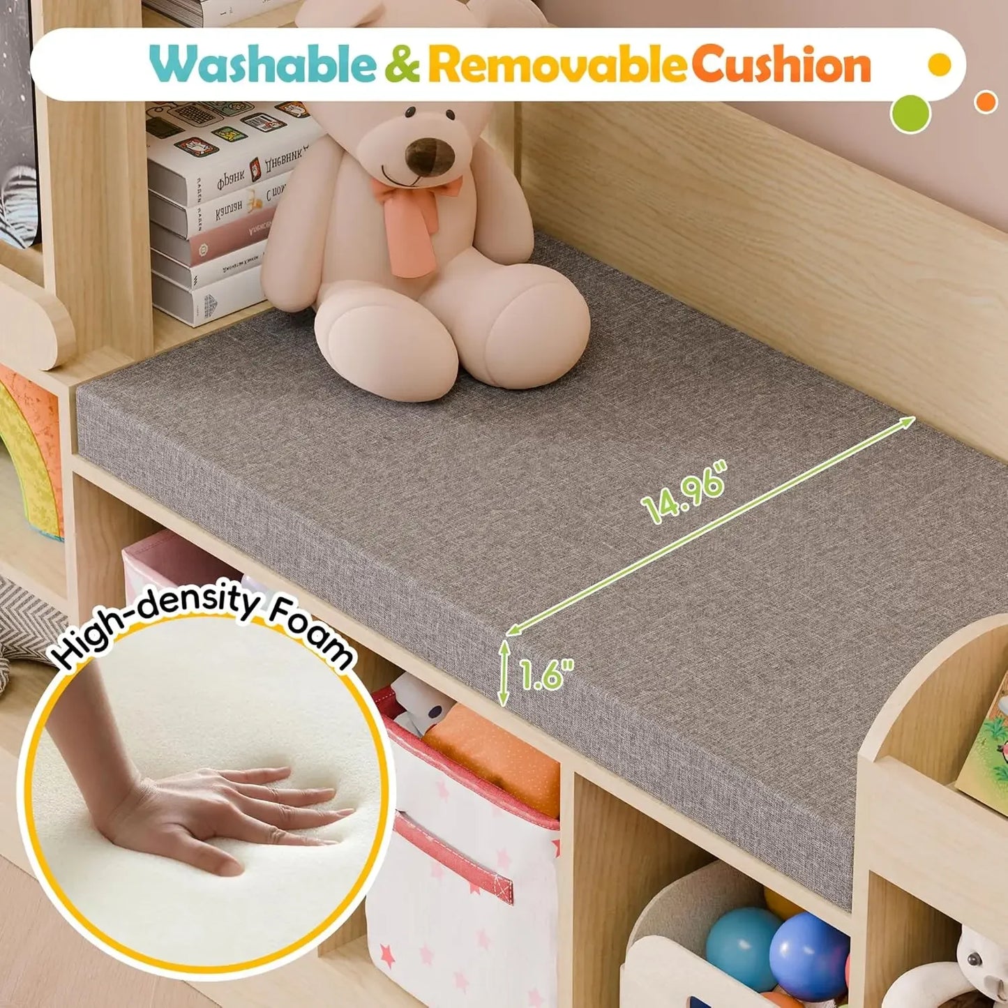 Kids Bookshelf With Reading Nook And Chalkboard Bench