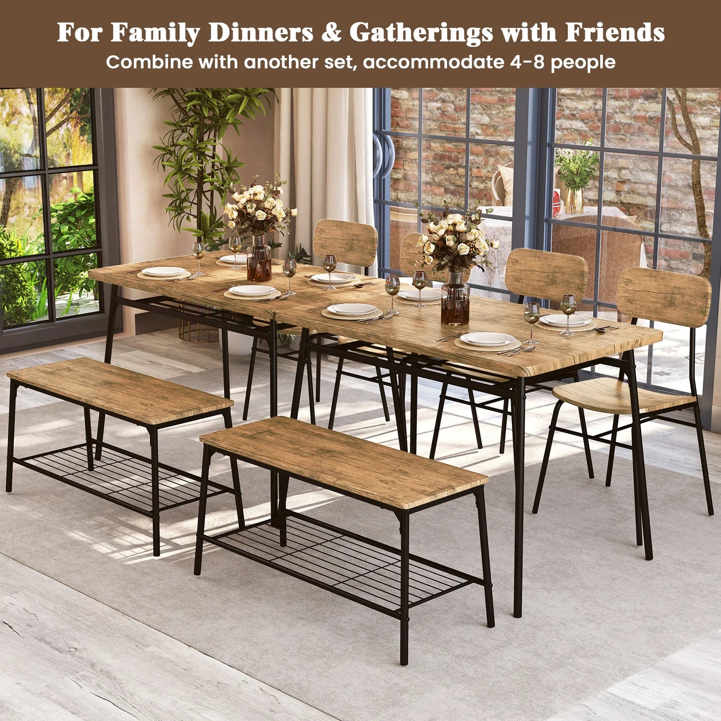 Homasis 4 Piece Dining Set With Bench And Two Chairs