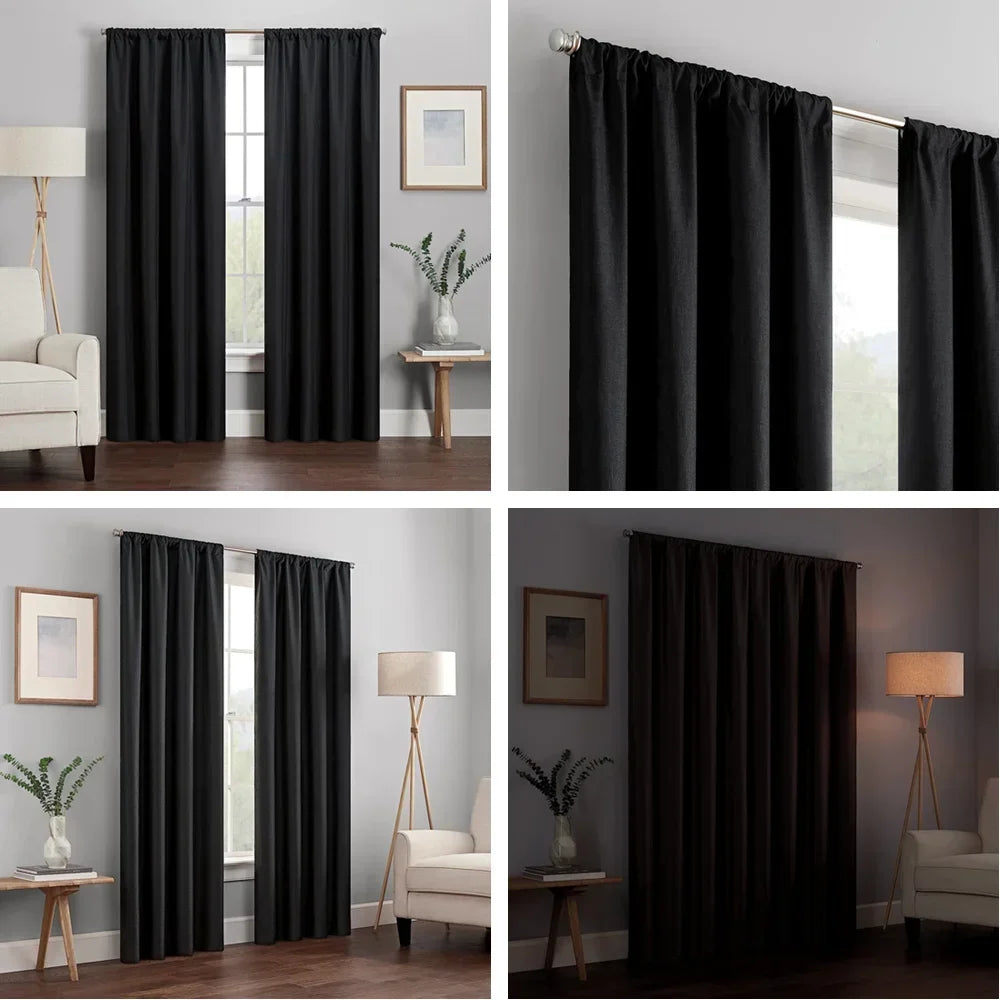 Thermal Insulated Blackout Curtains With Grommet For Bedroom