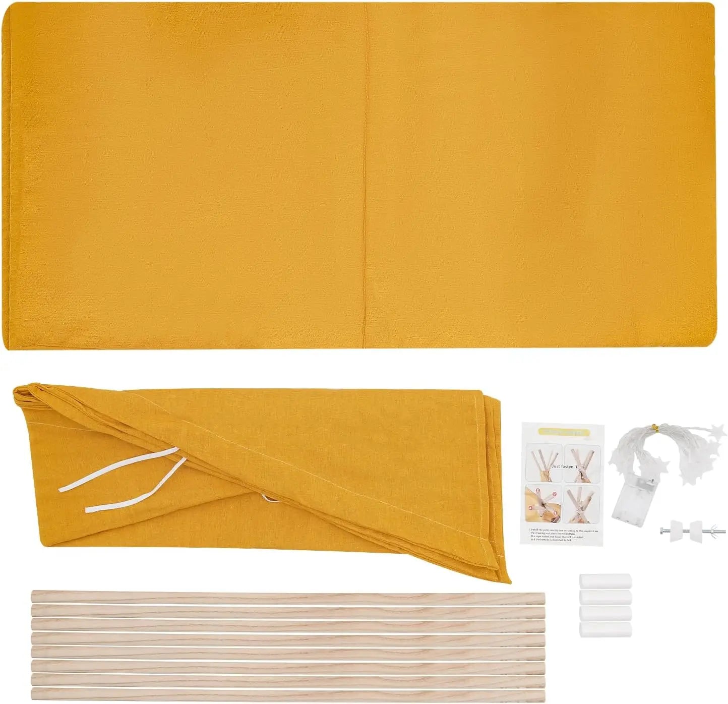 Foldable Cotton Kids Teepee Tent With Floor Mat And Lights