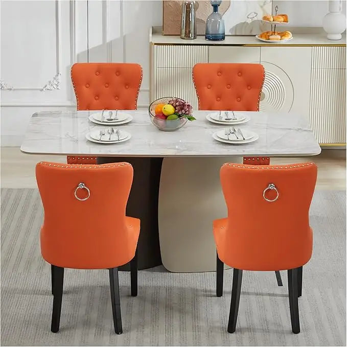 Velvet Tufted Dining Chairs With Stainless Steel Legs