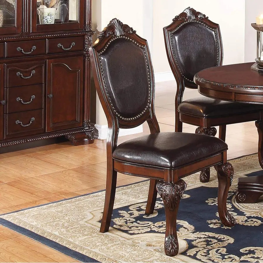 Antique Round Dining Table Set With Four Padded Chairs
