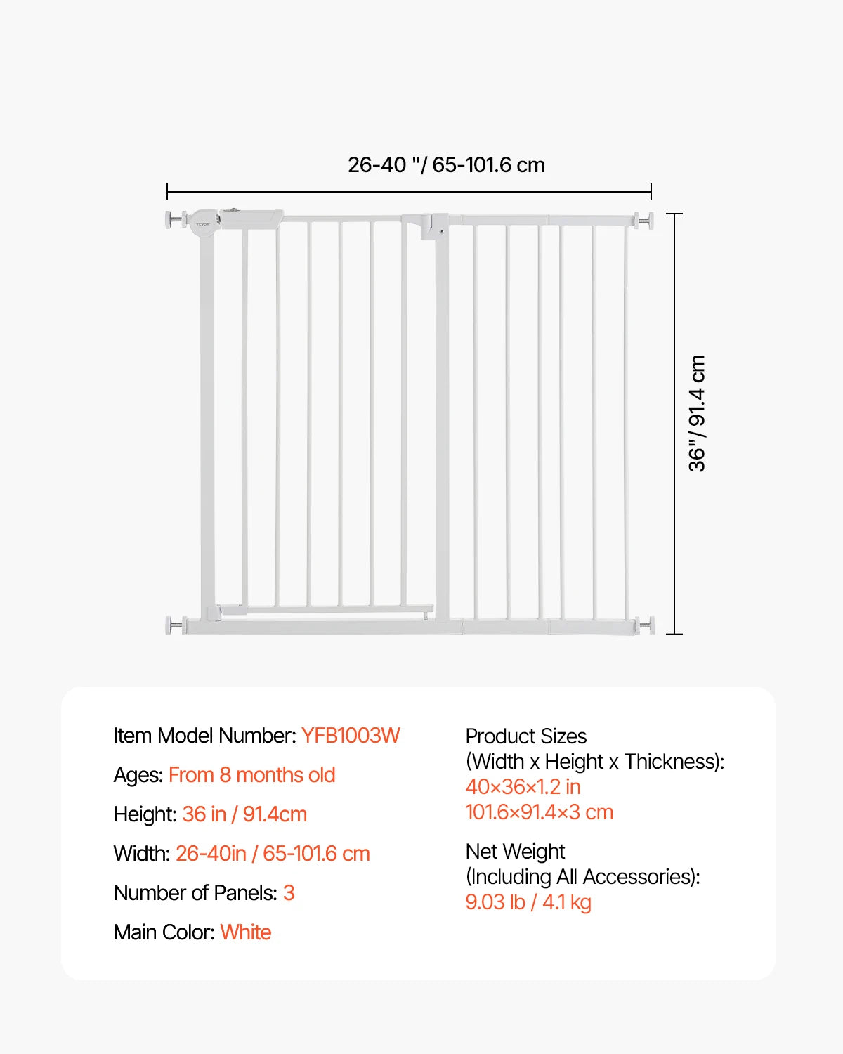 SucceBuy Walk Through Pressure Mount Baby Pet Safety Gate