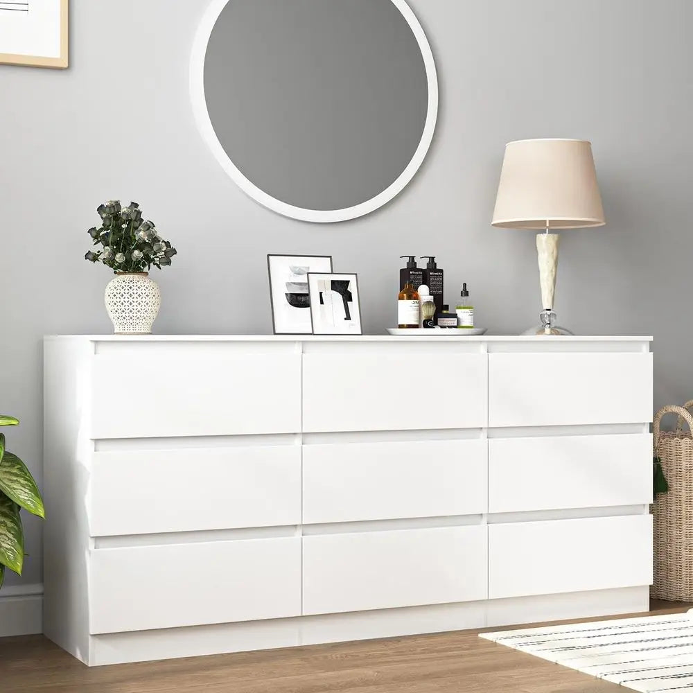 Nine-Drawer Bedroom Storage Cabinet With Deep Drawers