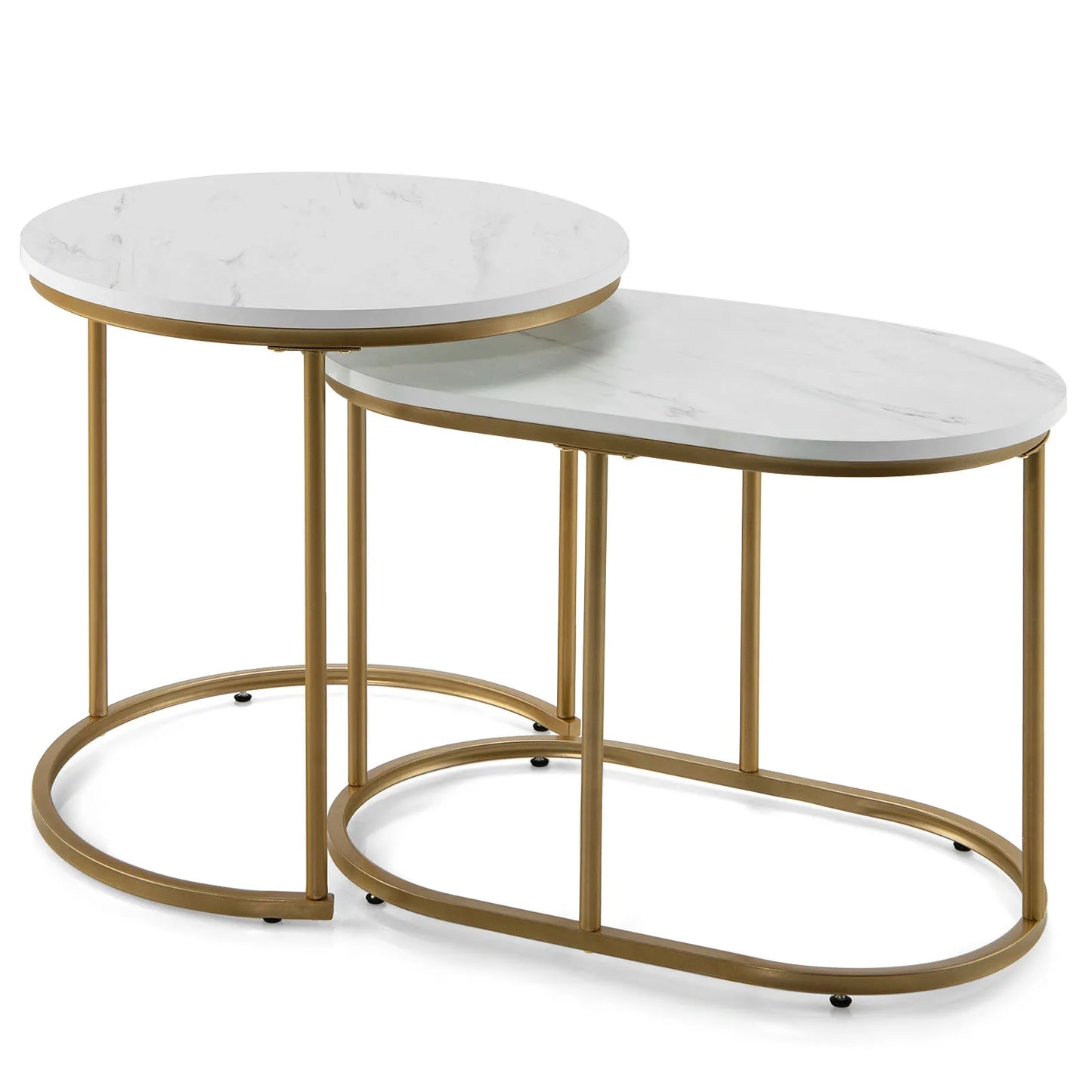 HOMASIS Nesting Marble Coffee Tables Modern Living Room Set