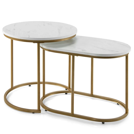 HOMASIS Nesting Marble Coffee Tables Modern Living Room Set