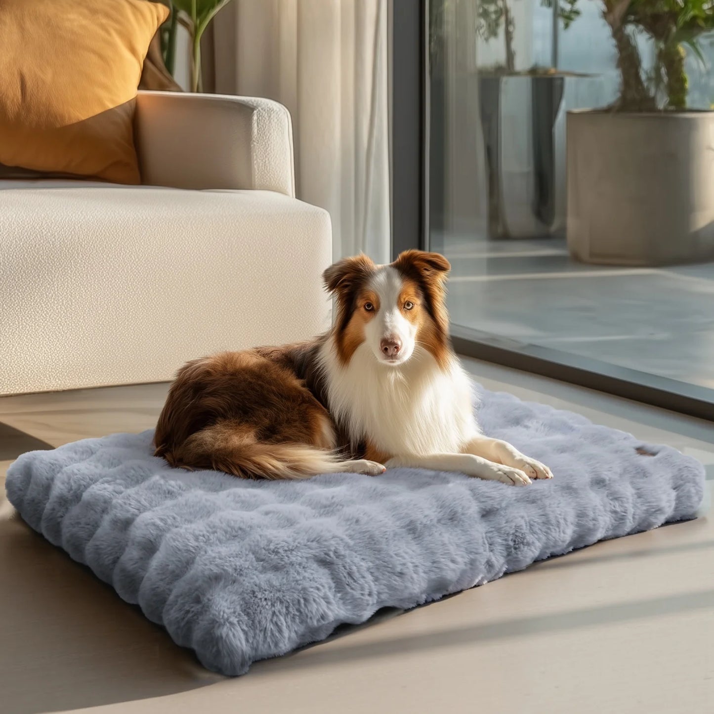 Bingopaw Plush Dog Bed With Thick Foam Base Removable Cover