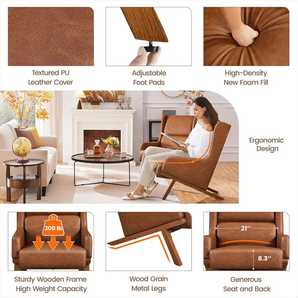 Contemporary Living Room Accent Chair Set High Backrest Thick Cushions
