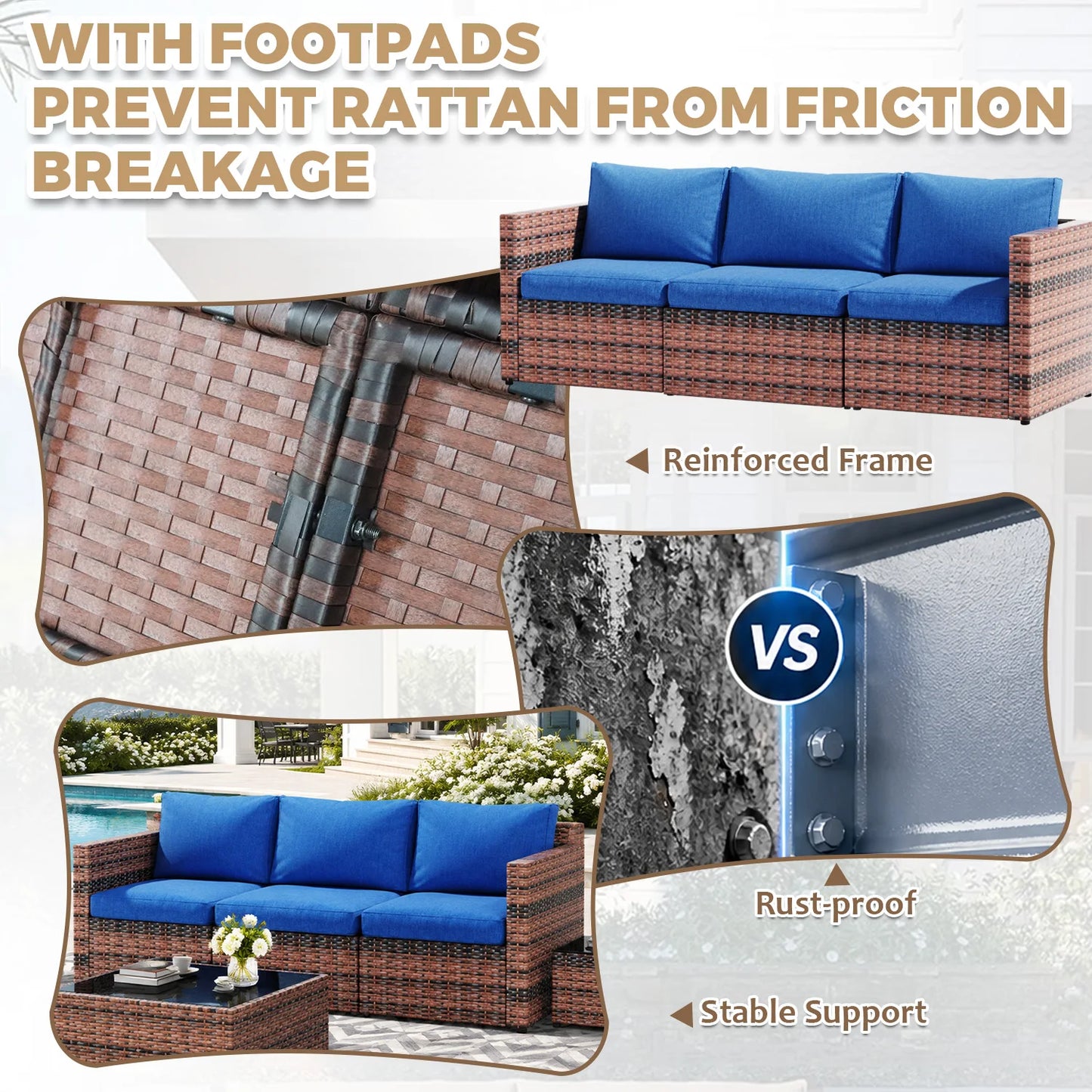 Avenvista Outdoor PE Rattan Patio Furniture Set Sofa