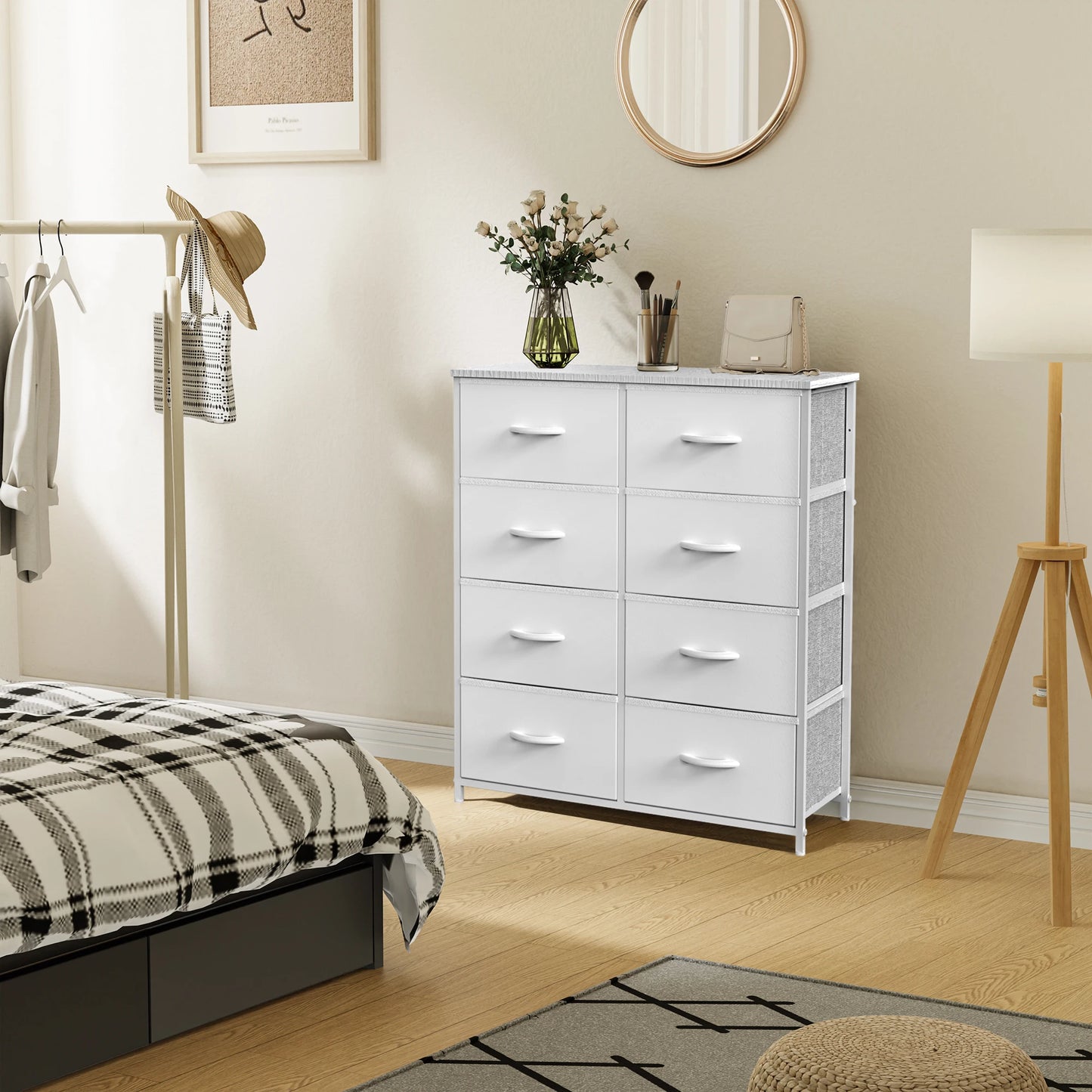 JHK Eight Drawer Wardrobe With Durable Steel Frame
