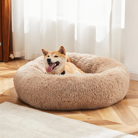 JHK Calming Dog Bed Round Plush Faux Fur Anti Slip Washable