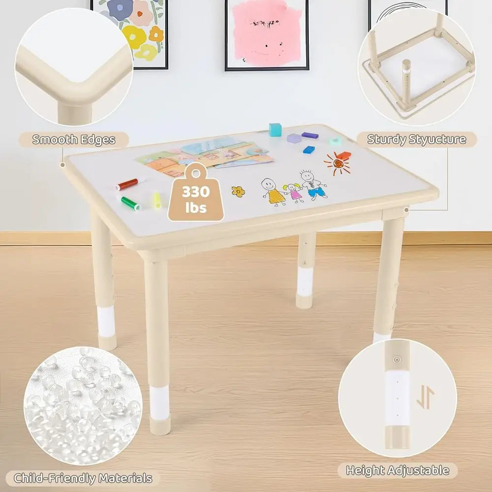 Kids Adjustable Table And Chairs Set For Toddlers Multi Activity