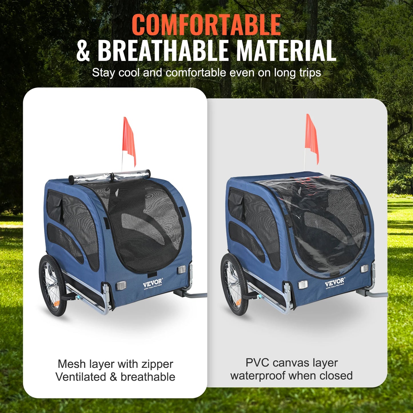 Pet Bicycle Trailer Carrier ForDogs With Reflectors And Safety